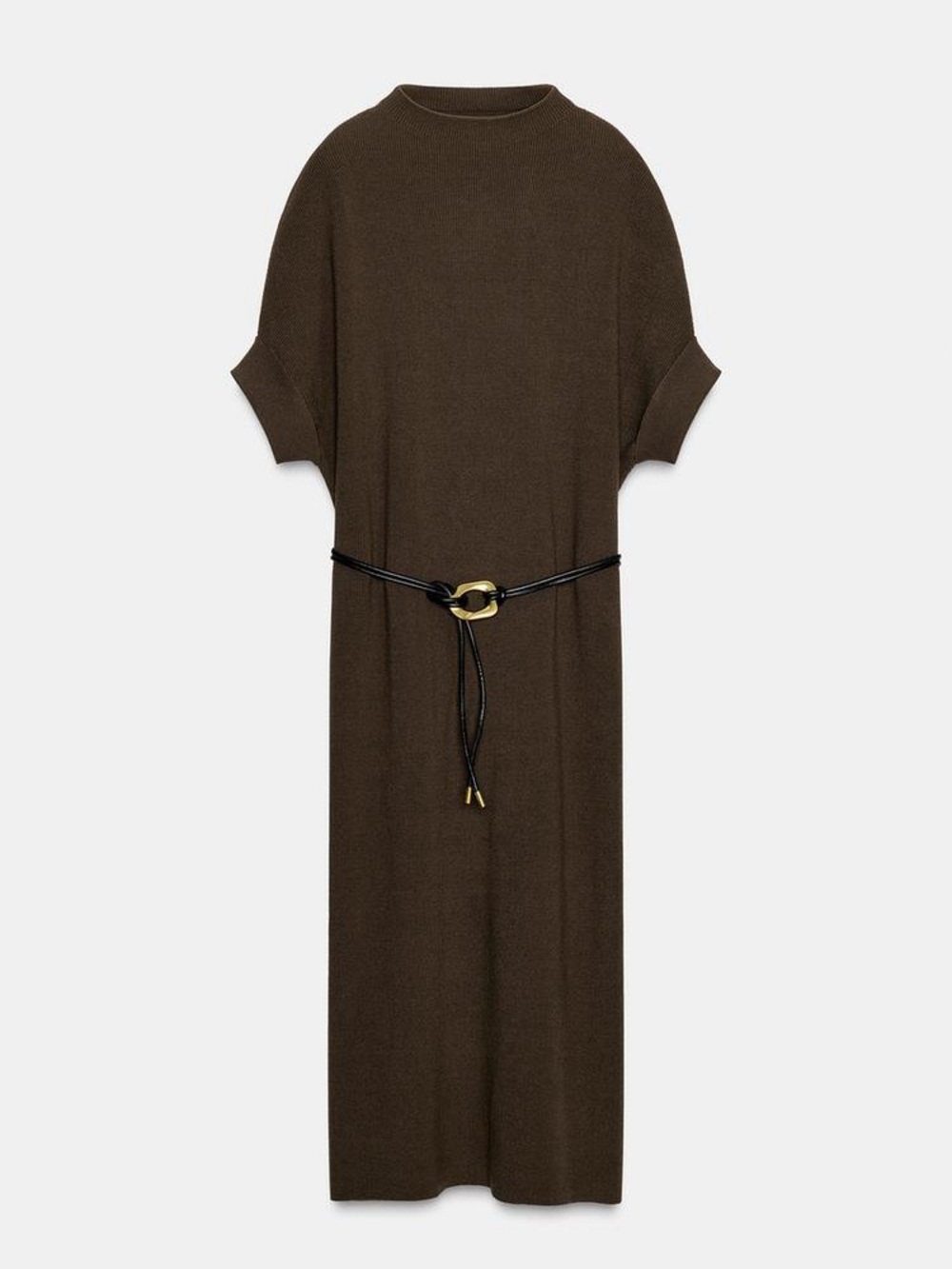 NWT. Zara Mink Knit Loose-Fitting Belted Midi Dress. Size L. - Picture 6 of 11